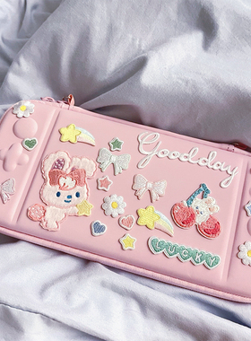 可爱少女心switch收纳包oled贴纸痛贴lite卡带收纳盒NS硬壳包diy