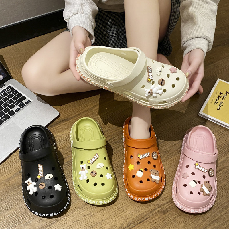 洞洞鞋女款夏季新款时尚厚底凉拖鞋外穿百搭踩屎感护士包头半拖鞋