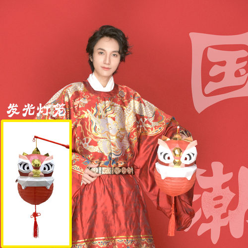 新年元宵小醒狮灯笼手工折纸diy新年儿童手提幼儿园虎年装饰挂饰