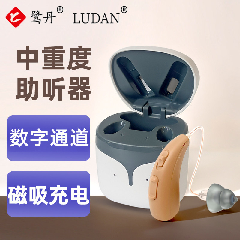 鹭丹充电款正品耳背式RIC助听器老人中重度耳聋隐形佩戴