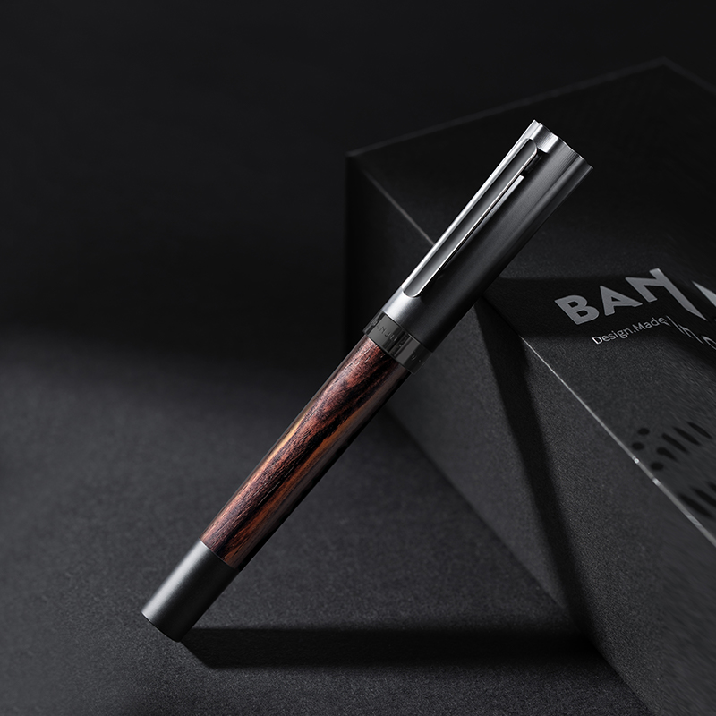【明仕阁出品】半句BANJU摩天轮小叶紫檀木杆钢笔成人商务礼品办公送礼收藏木制弯头