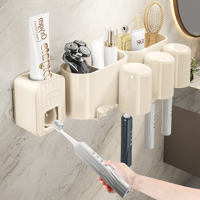 【不伤墙面】电动牙刷牙膏收纳架