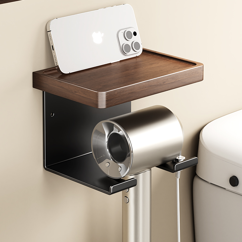 【加大置物】胡桃木吹风机置物架