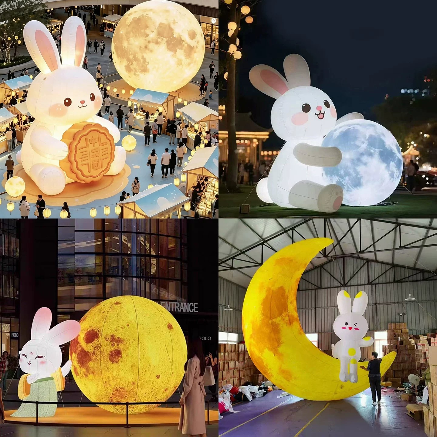 中秋节创意充气发光卡通兔子气模