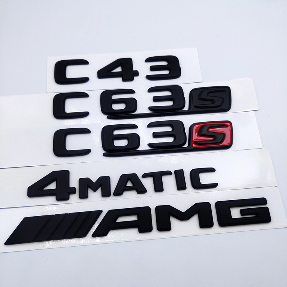 适用奔驰车标新C级 C200 c63s AMG后尾字标c43 c260 C63车标黑色