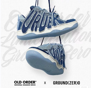 GROUND Zero x OLD ORDER联名新品牛仔蓝拼接复古板鞋面包情侣鞋