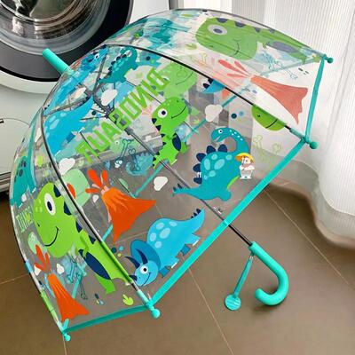 可爱卡通小恐龙儿童透明雨伞女孩公主拱形幼儿园宝宝男孩长柄伞