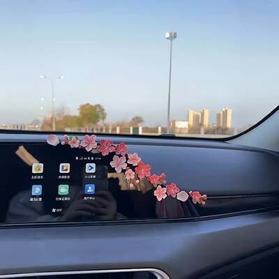 春日3d立体桃花车贴汽车内饰出风口中控台车尾车标配件电动车摆件