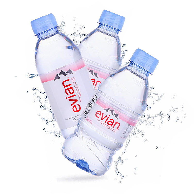 【进口】依云(evian)天然矿泉水 330ml*24瓶法国饮用水整箱啤酒