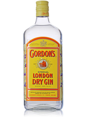 【进口】哥顿(Gordon’s)金酒750ml*1瓶南非洋酒杜松子格顿基酒