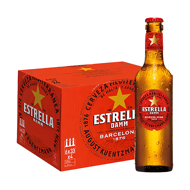 【进口】星达露黄啤330ml*24瓶西班牙estrella地中海拉格啤酒整箱