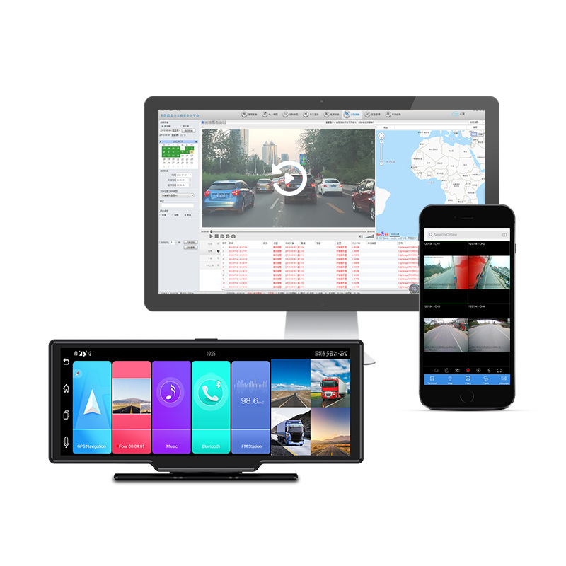 货车轿车四录中控台行车记录仪360度全景车队管理24小时远程监控