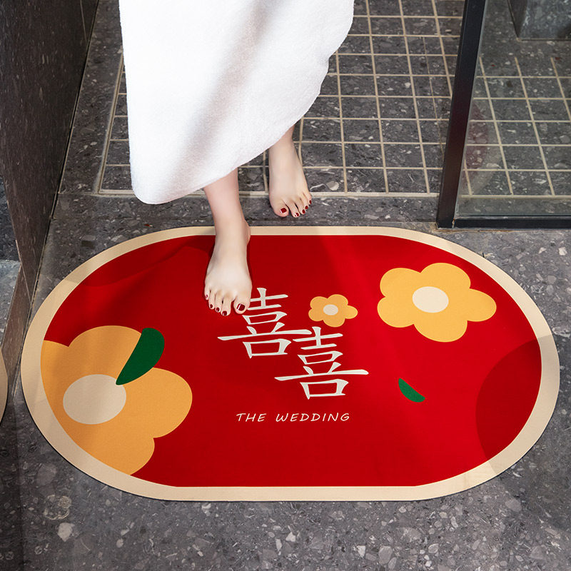 结婚地垫婚房布置装饰入户门脚垫新房卧室卫生间吸水地毯婚礼用品