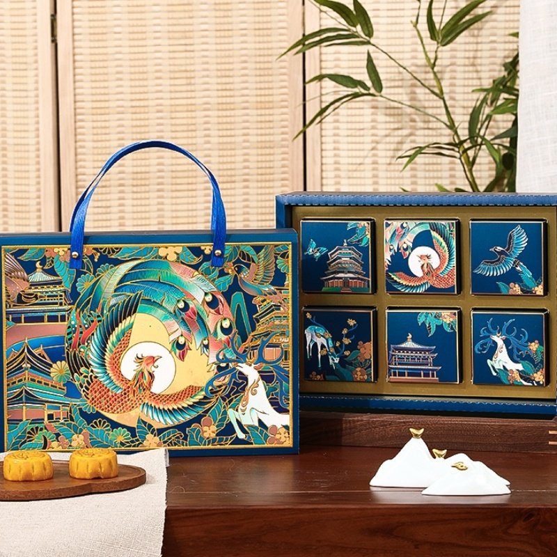 中秋节月饼礼盒包装盒6粒8粒装手提高档礼品盒子批发定制2025新款