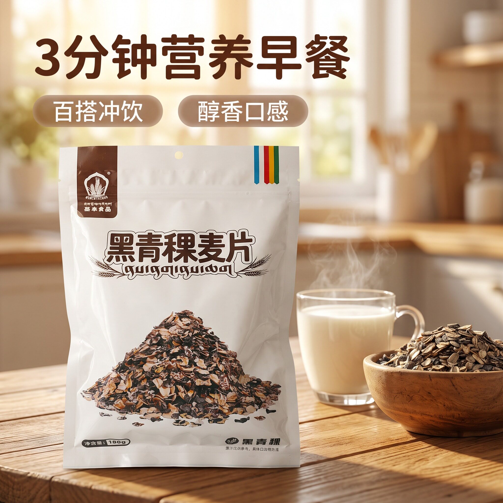 低脂饱腹健康饮食黑青稞麦片180g