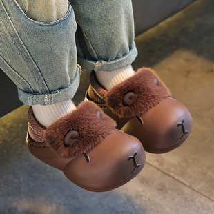 卡皮巴拉儿童eva包跟棉拖鞋居家男女大中小童冬季卡通室内棉拖鞋