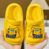卡通可爱室内外穿防滑宝宝沙滩洞洞鞋 挖掘机儿童凉拖鞋 男女童夏季