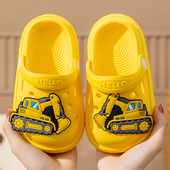 卡通防滑厚底居家外穿宝宝沙滩凉拖鞋 挖掘机儿童洞洞鞋 男女童夏季