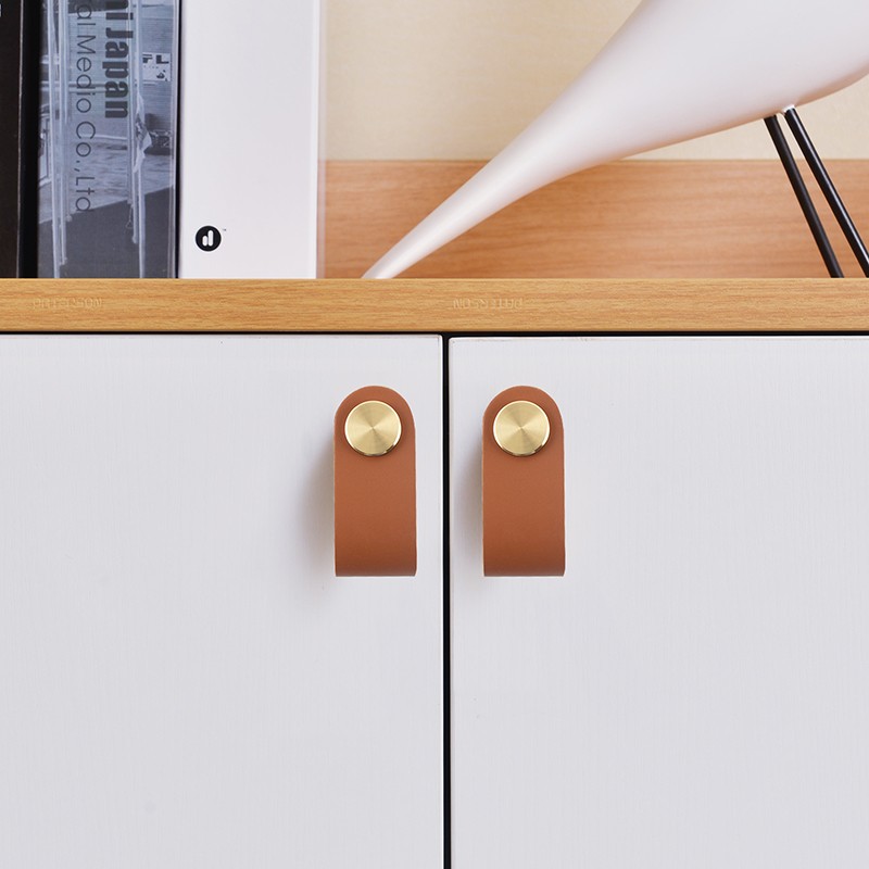 头层牛皮柜门抽屉拉手轻奢北欧