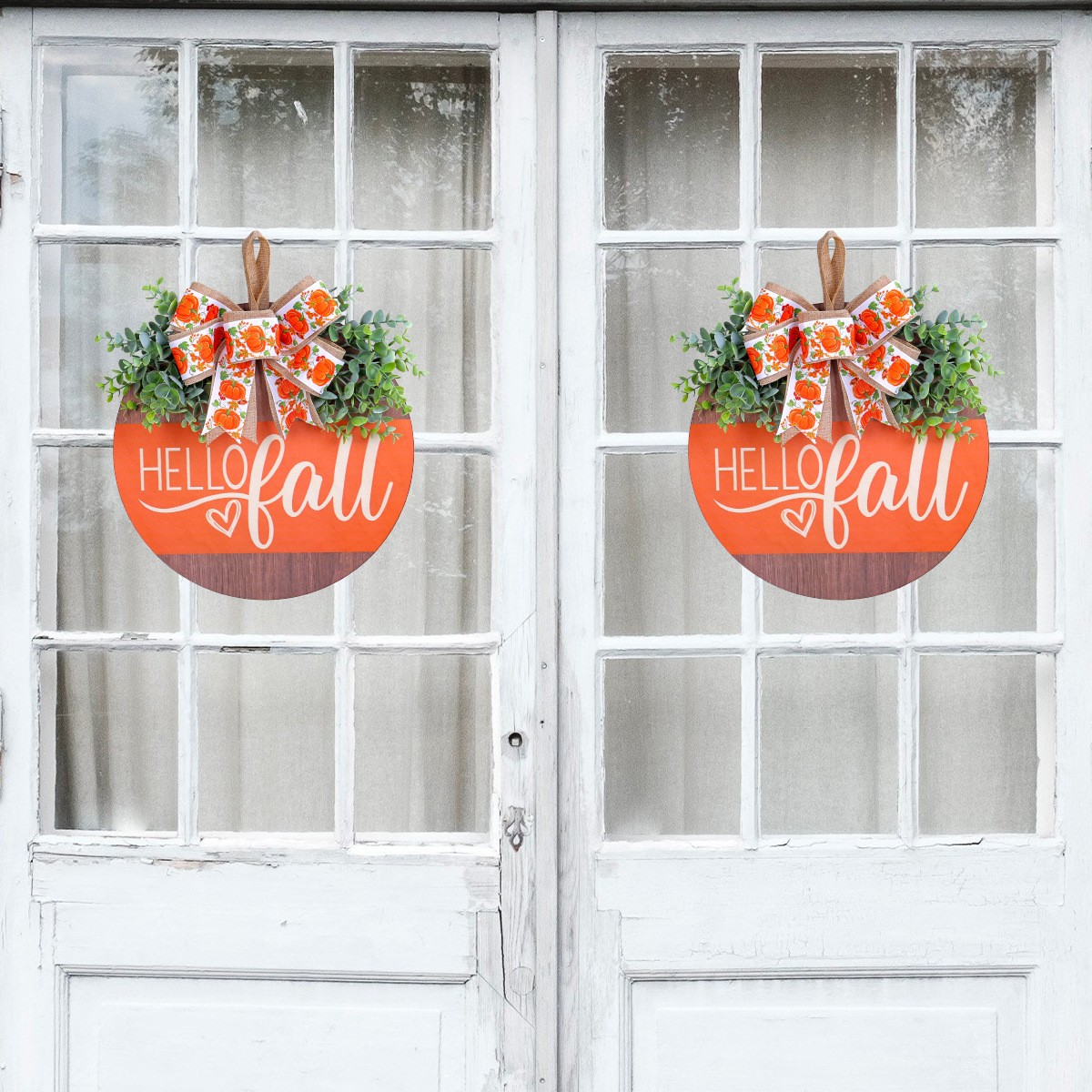 字母木质门牌挂件 秋季南瓜蝴蝶结木牌庭院橱窗装饰挂牌门挂zj28