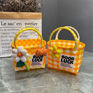 菜篮子编织包伴手礼diy可爱彩色手提包小包包编制材料包儿童拎包