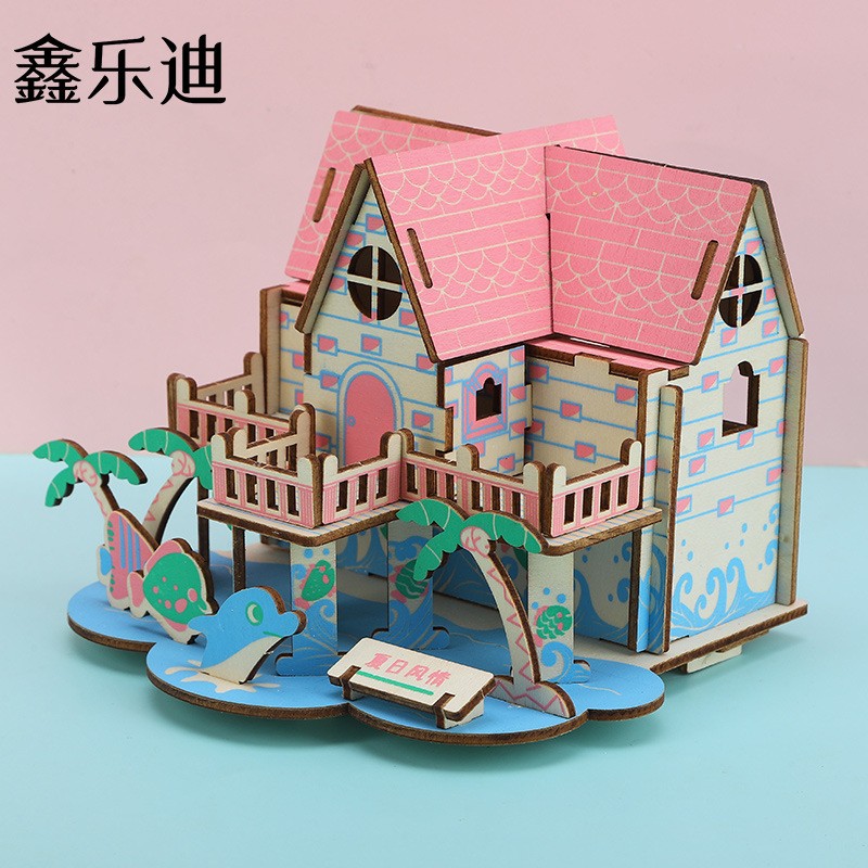 木质拼装模型冬月颂3D立体组装学生手工制作课程创意拼图玩具DF87