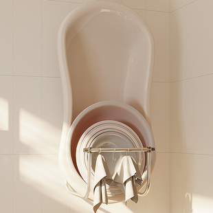 浴室卫生间可折叠不锈钢脸盆收纳架免打孔壁挂式洗脸放盆置物架子