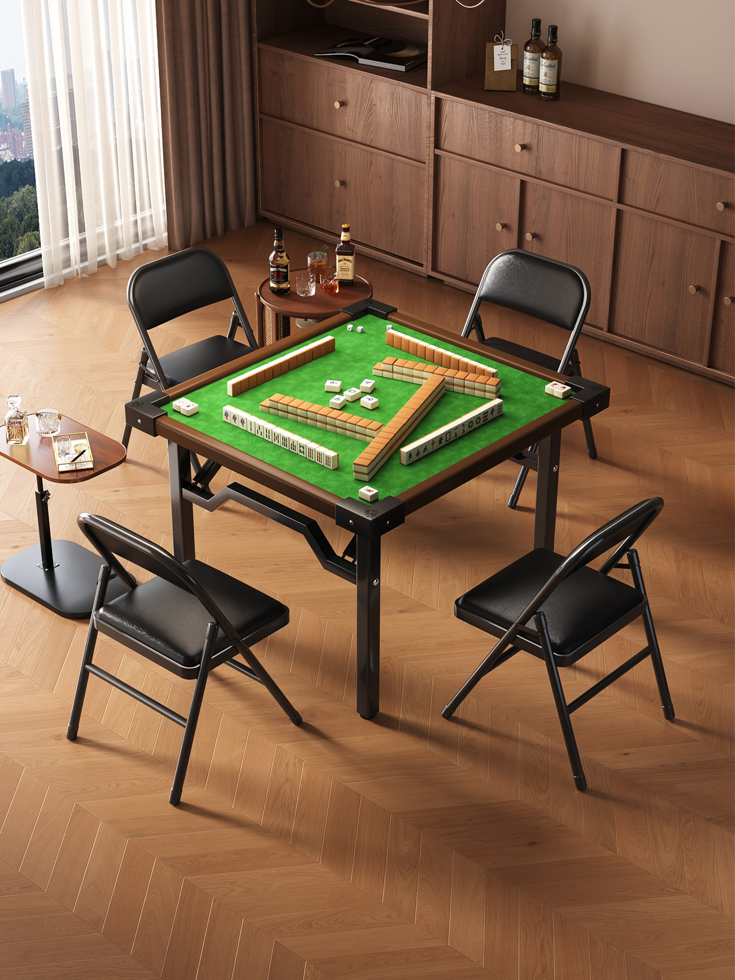 可折叠麻将桌家用简易餐桌吃饭两用出租屋棋牌四方桌子掼蛋专用桌