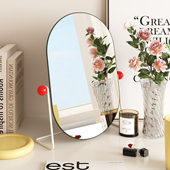 ins风旋转化妆镜台式 桌面学生宿舍铁艺大化妆镜主卧室化妆台镜子