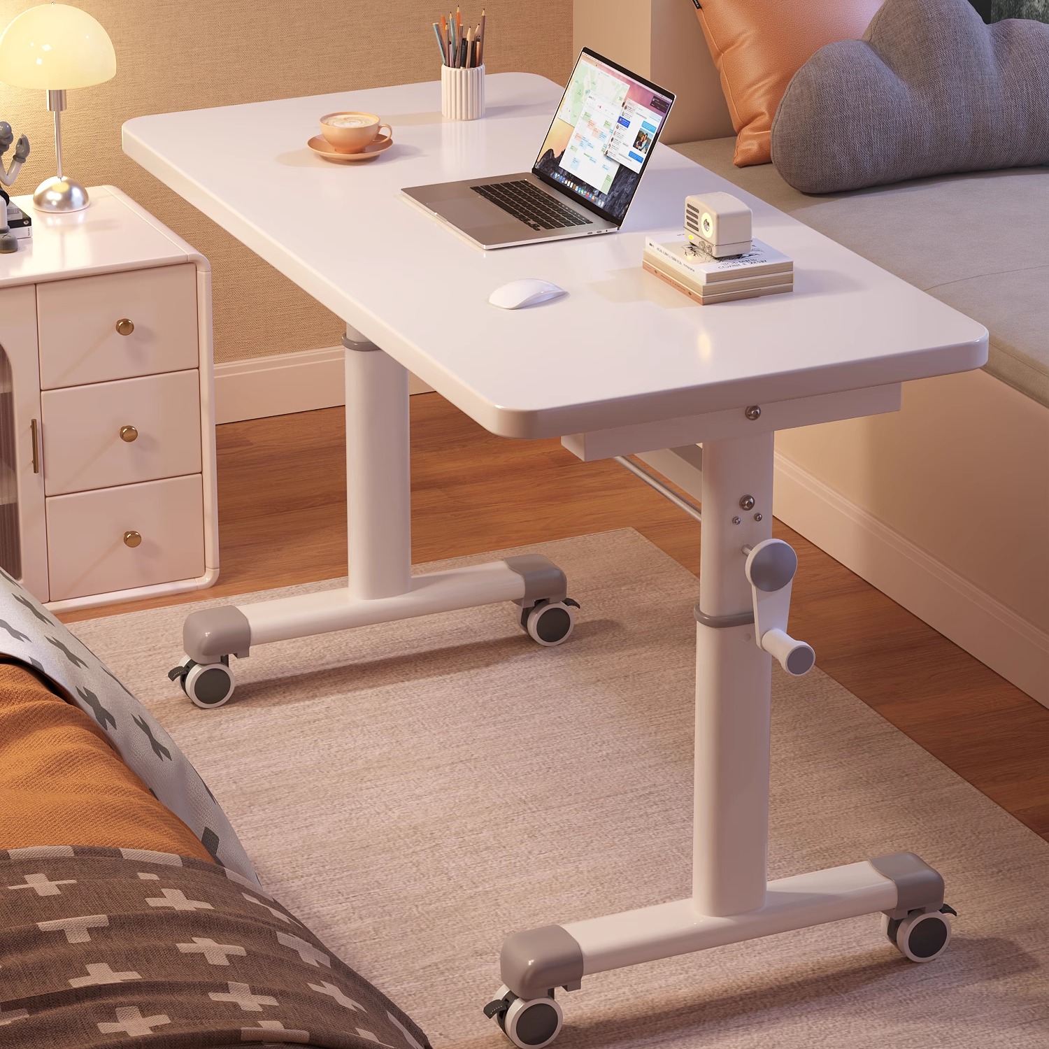 可移动书桌电脑桌办公桌学生儿童家用卧室简易小桌子升降桌床边桌