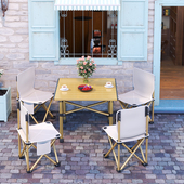 户外折叠桌子铝合金蛋卷桌便利店门口桌椅套装 露营折叠 阳台休闲