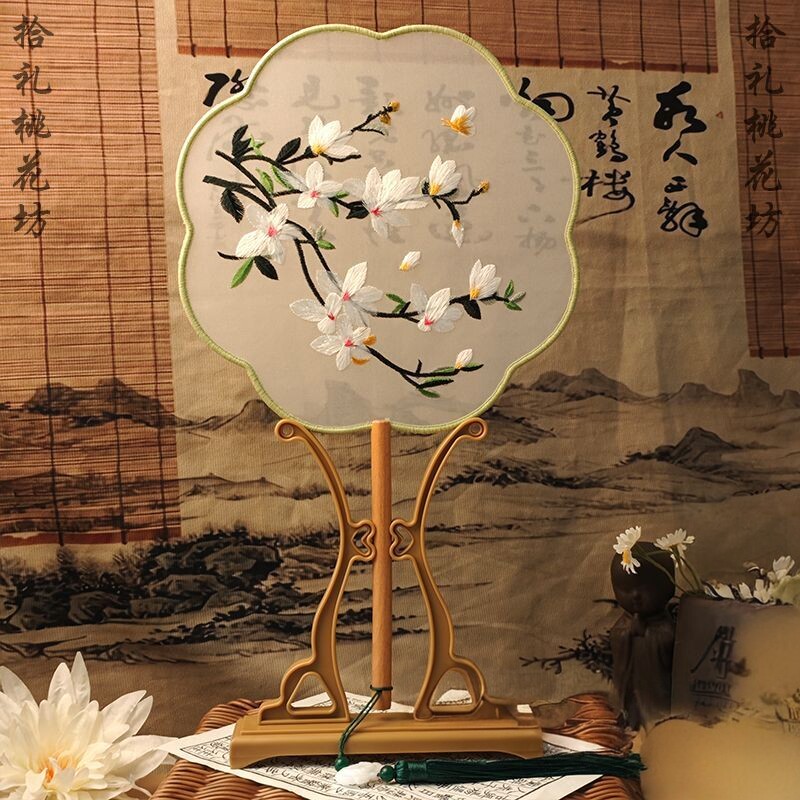 双面绣国风苏绣牡丹新中式团扇古舞蹈刺绣扇子汉服手持百搭古风扇