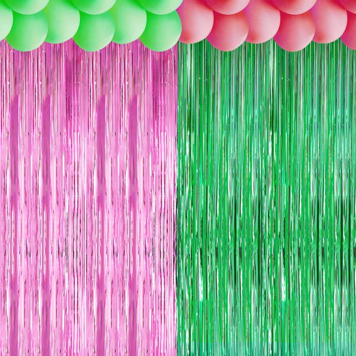 舞台背景布主题派对装饰道具氛围背景布置用品粉绿色镭射雨丝帘布