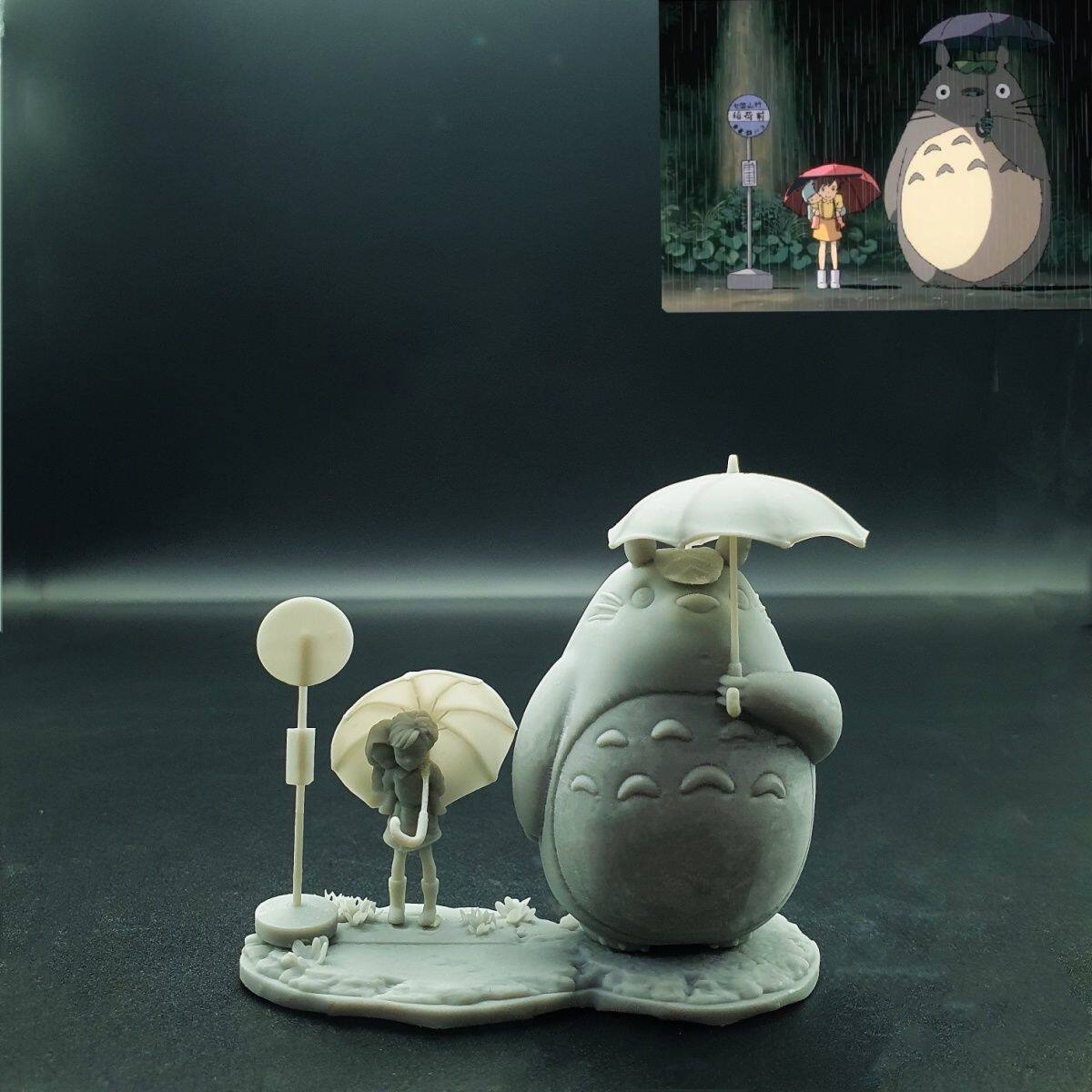 潮玩模型宫崎骏龙猫1:64人偶GK模型手办景1:43微缩白模沙盘小人