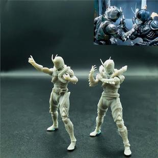 潮玩DIY手工假面骑士黑日与黑月1:64人偶模型手办场景微缩白模