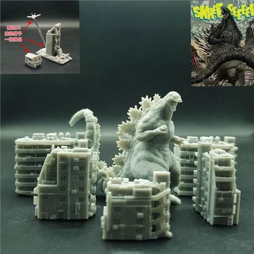 潮玩DIY手工 怪兽系列昭和哥斯拉1:64人偶模型手办场景微缩白模