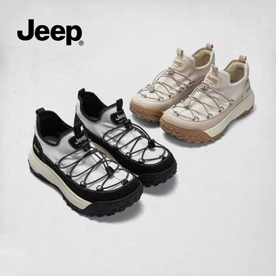 jeep厚底徒步鞋女款2026春夏新款户外防滑登山鞋懒人一脚蹬运动鞋