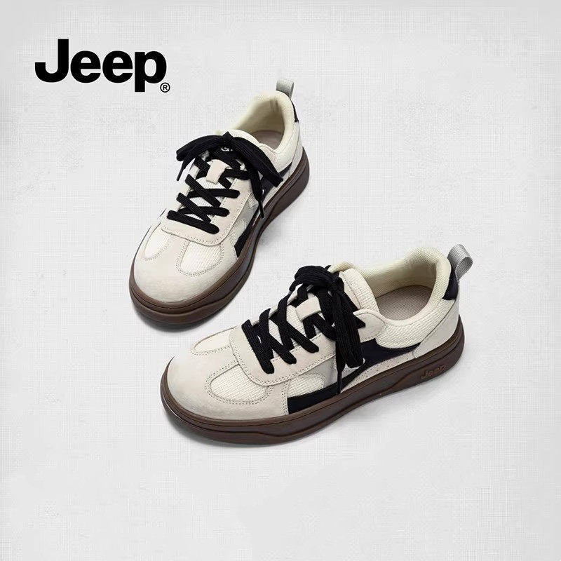 jeep厚底板鞋女2025新款秋季通勤百搭鞋子女鞋轻便软底德训休闲鞋