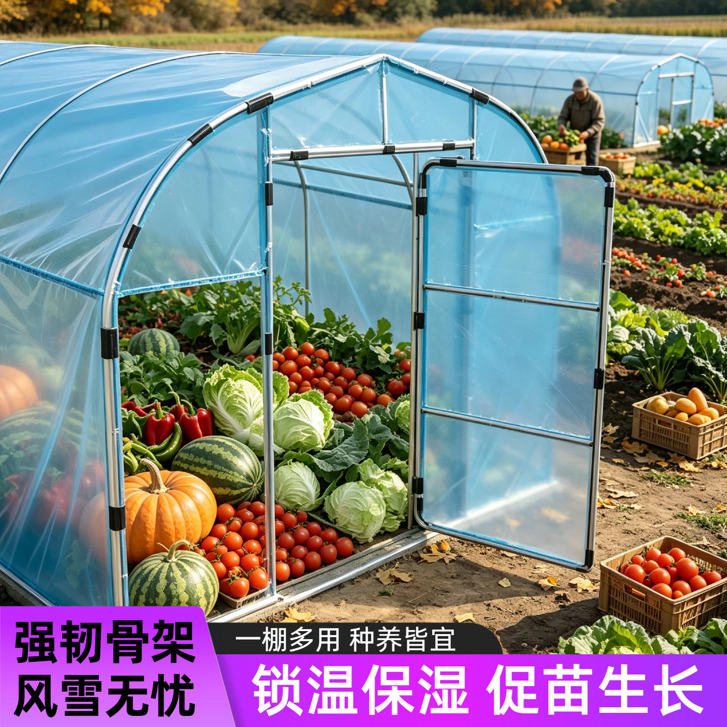 农村院子阳光棚加厚镀锌钢管支架钢架组装镀锌管全封闭楼顶多用途图片