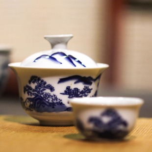 青花瓷复古陶瓷茶杯茶壶茶盘套装 整套功夫茶具景德镇家用中式 礼品