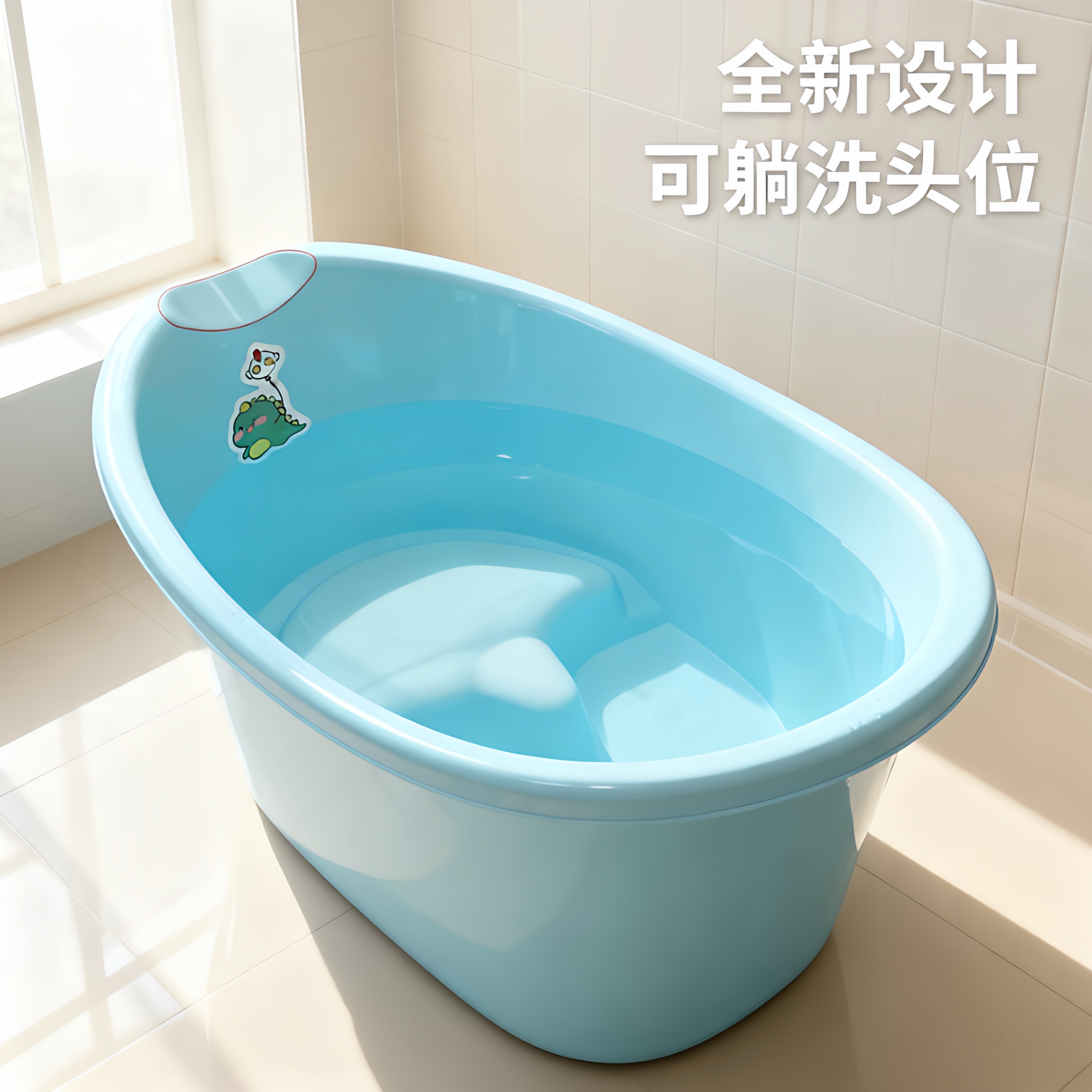 儿童泡澡桶宝宝婴儿游泳桶洗澡沐浴桶可坐家用加厚大号