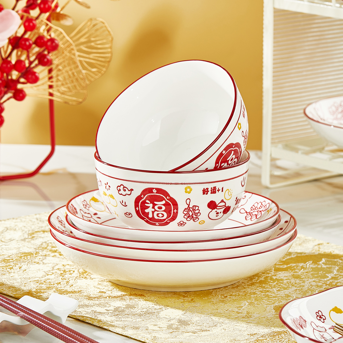 陶瓷米饭碗单个家用碗盘餐具