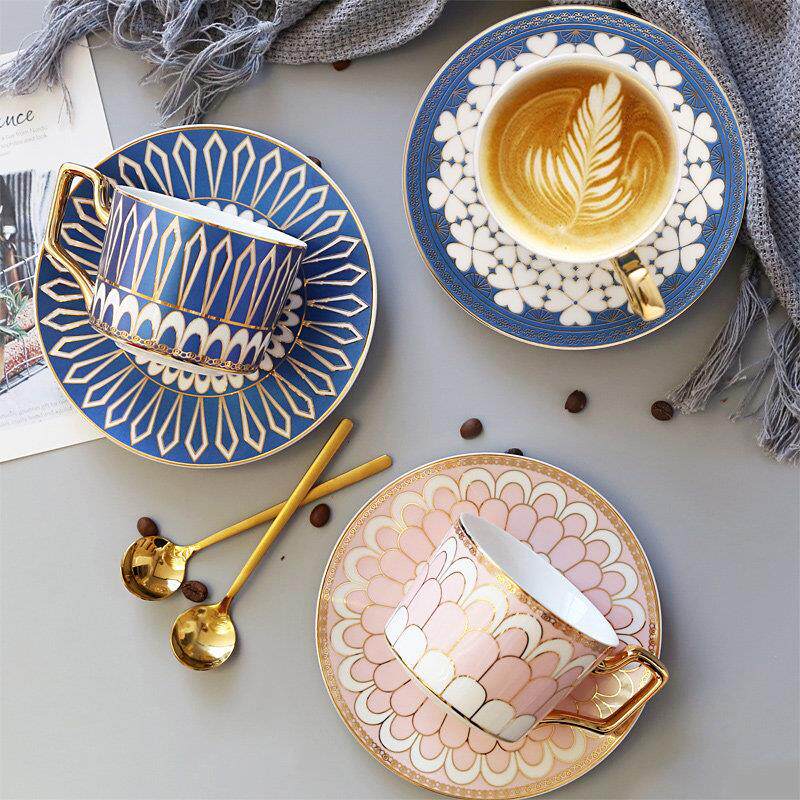 家用轻奢陶瓷咖啡杯子欧式奢华高级感咖啡杯碟套装高档精致马克杯