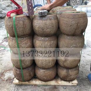 石柱空心实心柱顶石鼓做旧石墩子柱础仿古青石底座麻面装饰柱墩