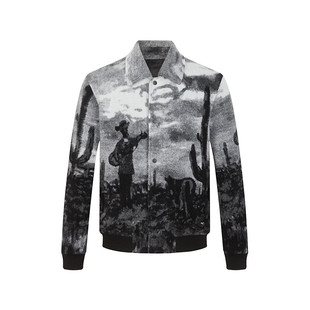 DOSERMO丹西摩高端男装冬季新款夹克外套翻领毛料茄克烧花图案063