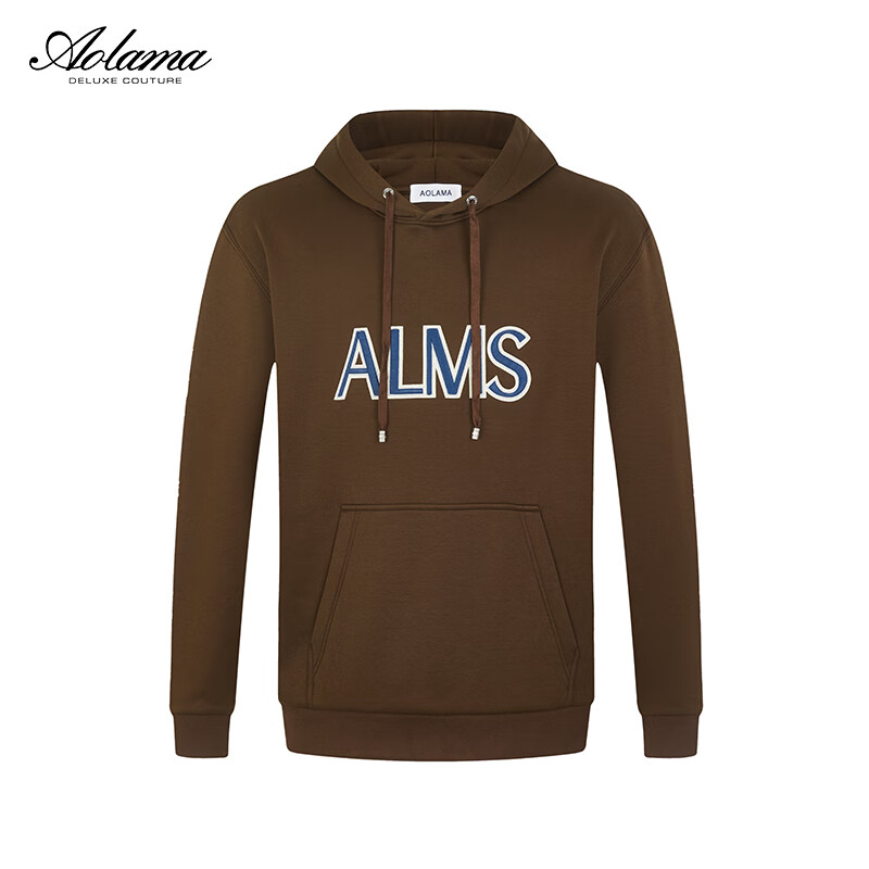 奥拉玛(Aolama)欧奢品质男装卫衣厚款简约字母刺绣潮流百搭连帽
