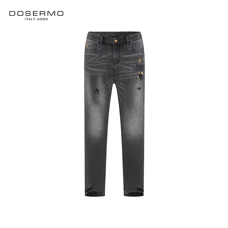 刺绣牛仔长裤DOSERMO水洗秋季