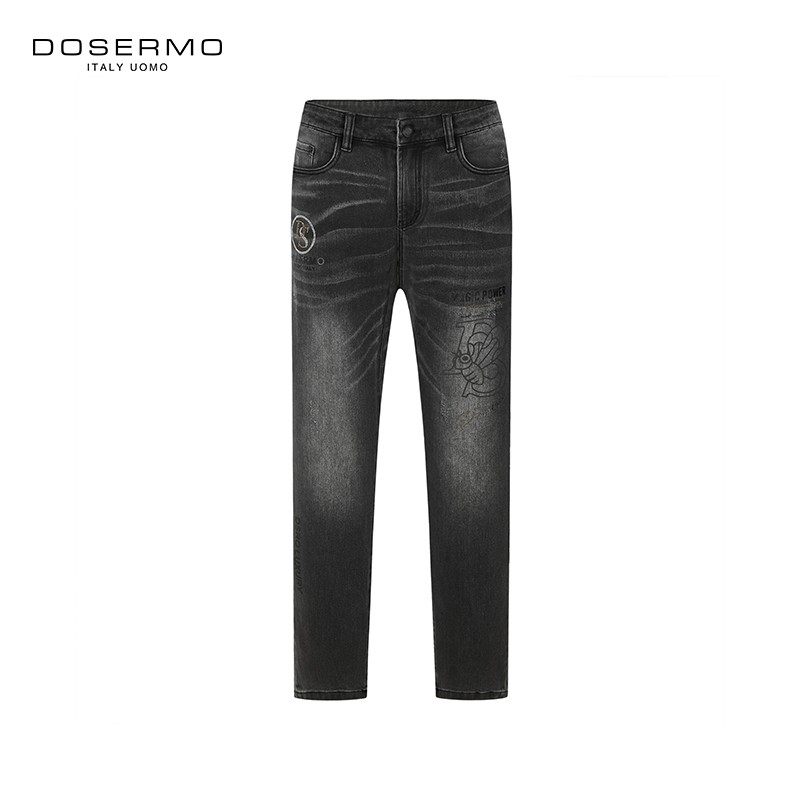 DOSERMO丹西摩男装轻奢秋季水洗磨白做旧烫钻牛仔裤长裤060543911