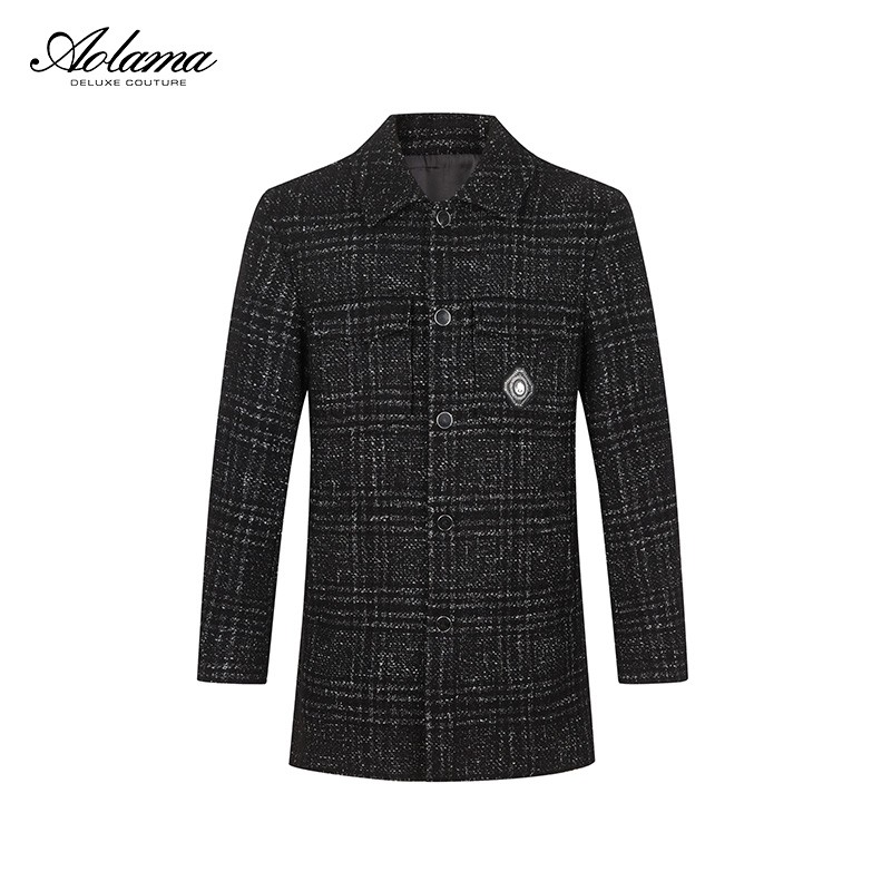 AOLAMA奥拉玛男装冬新款服饰毛呢绵混纺大衣外套081644469