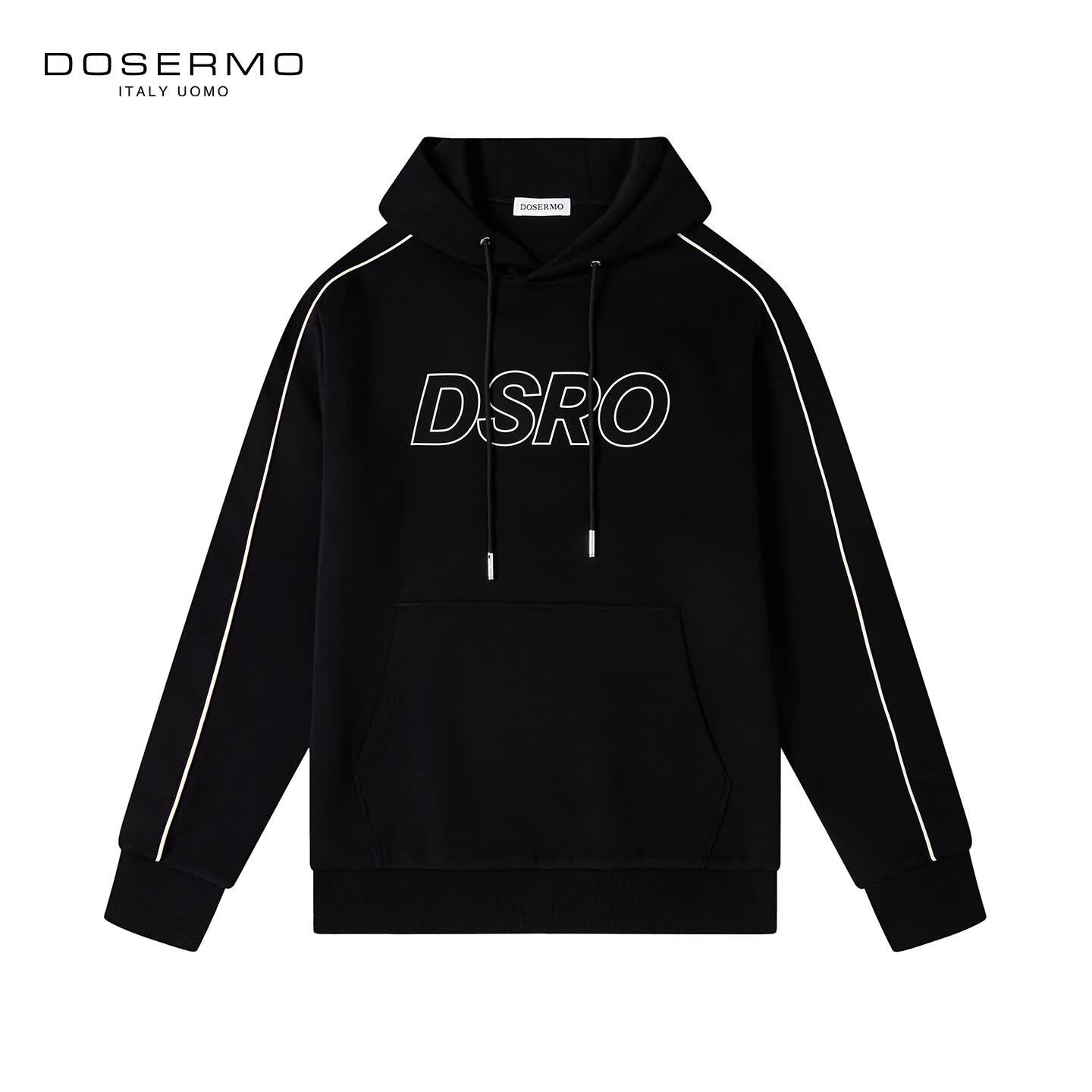 丹西摩(DOSERMO)轻奢男装印花秋冬带帽薄卫衣男士连帽卫衣